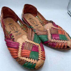 Artisan D'Monjas Mexican Huarache Flats – Handwoven Leather Sandals, Size 5